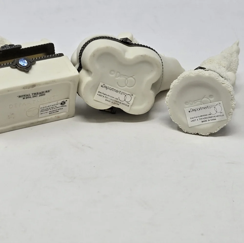VINTAGE DEPARTMENT 56 SNOWBABIES HINGE SMALL TRINKET BOX SET OF 3 COLLECTIBLE